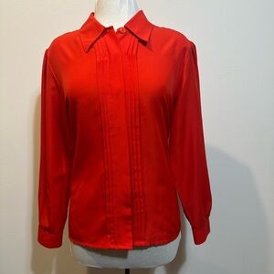 Alicia Scarlet Button Down Shirt with pleated front, woman size 14